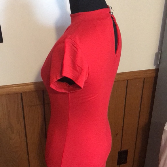 NWOT Joe & Elle Red Mock Choker Body-con MIDI Dress Large - Picture 4 of 6